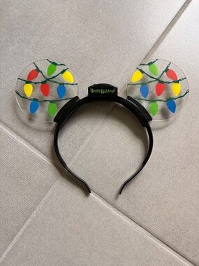 Disney Light Up Holiday Light Bulb Ear Headband — Black